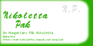 nikoletta pak business card
